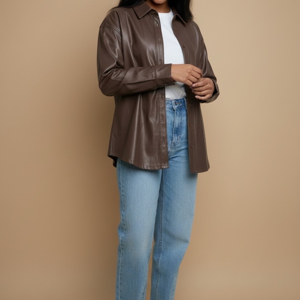 Double Zero Brown Leather Jacket NWT - image 2